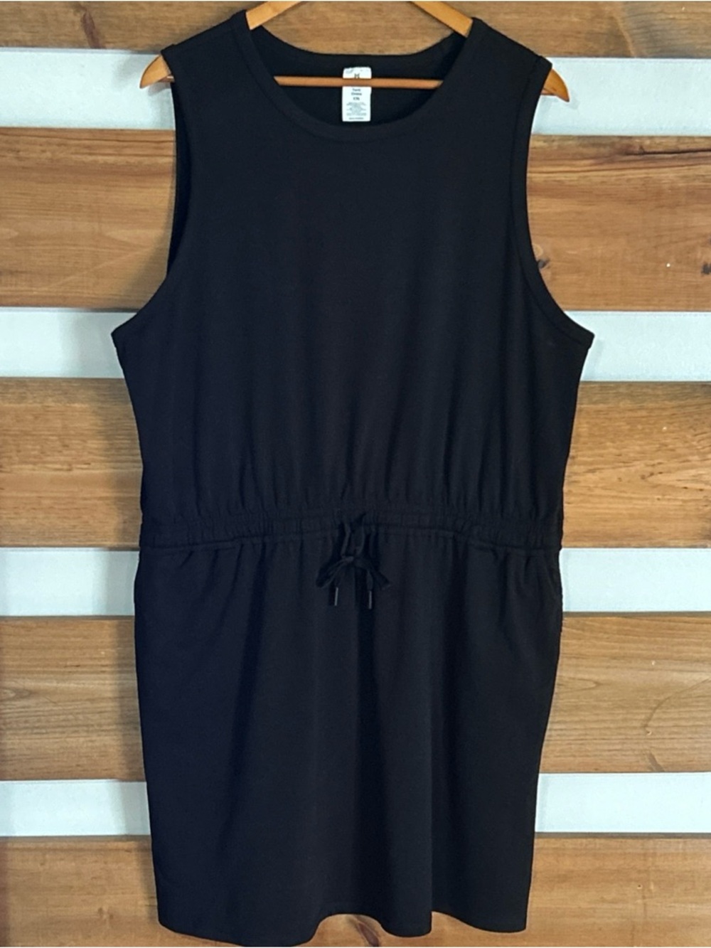 Members Mark Solid Black Sleeveless Tank Dress with Pockets & Drawstring Size 2X